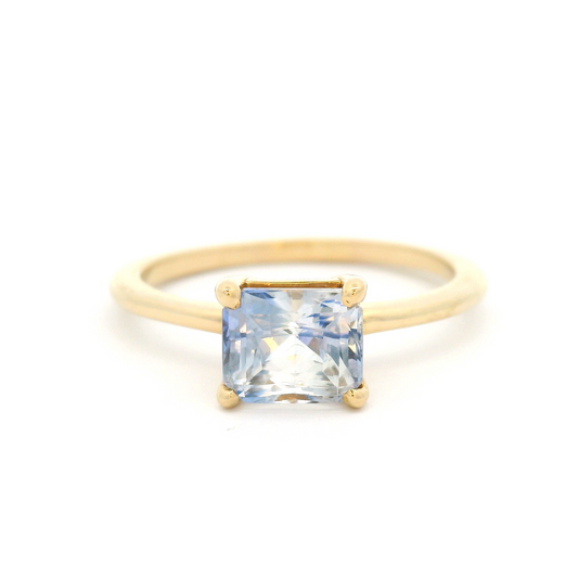 14k Yellow Solitaire with 1.54ct Light-Blue Radiant-Cut Sapphire