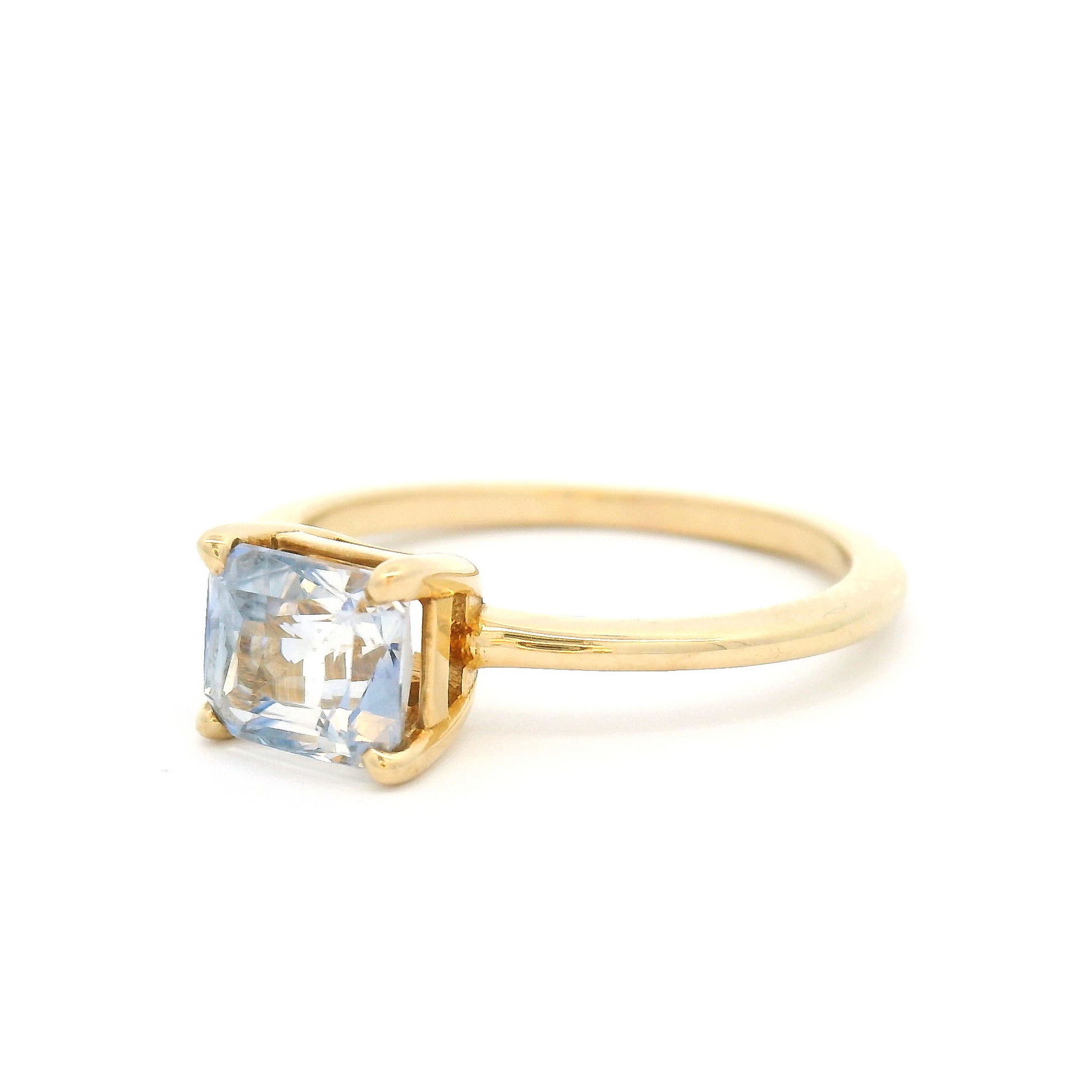 14k Yellow Solitaire with 1.54ct Light-Blue Radiant-Cut Sapphire