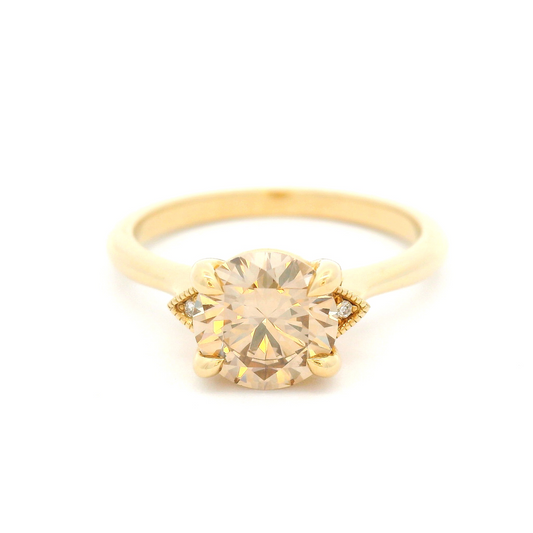 14k Yellow Solitaire with 1.2ct Fancy Light-Brown Diamond and Accent Diamonds
