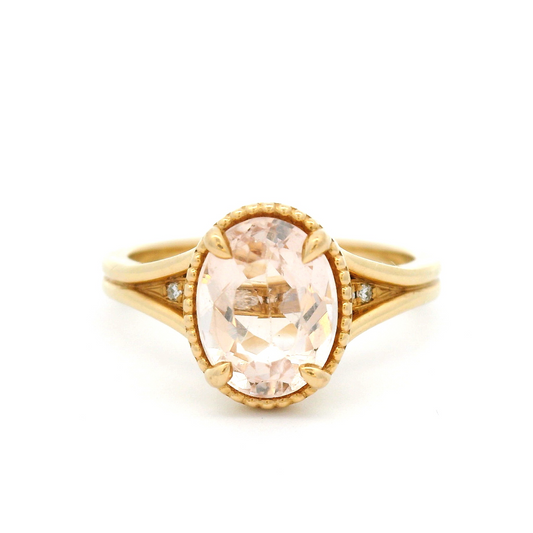 14k Yellow Engagement Ring with 1.74ct Oval Morganite and Accent Diamonds