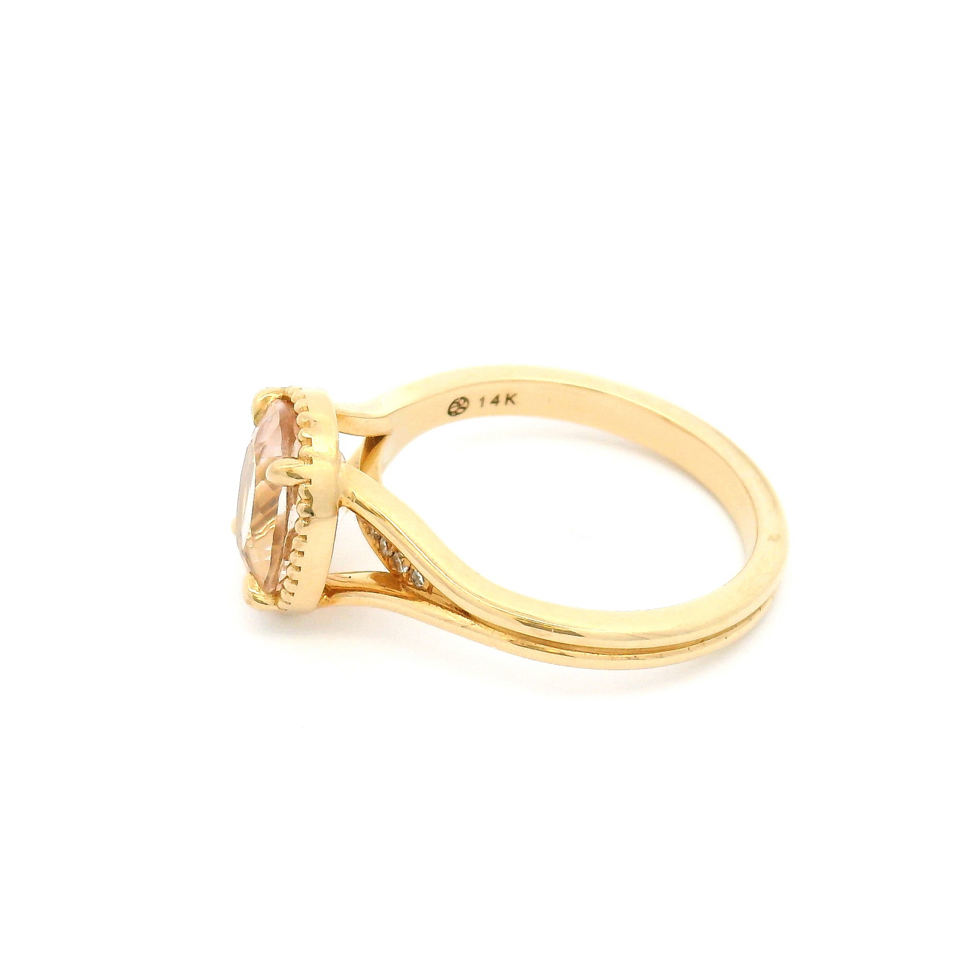 14k Yellow Engagement Ring with 1.74ct Oval Morganite and Accent Diamonds