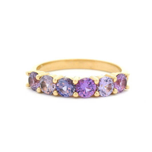 14k Yellow Ring with 1.32cts Purple Sapphires and Accent Diamonds