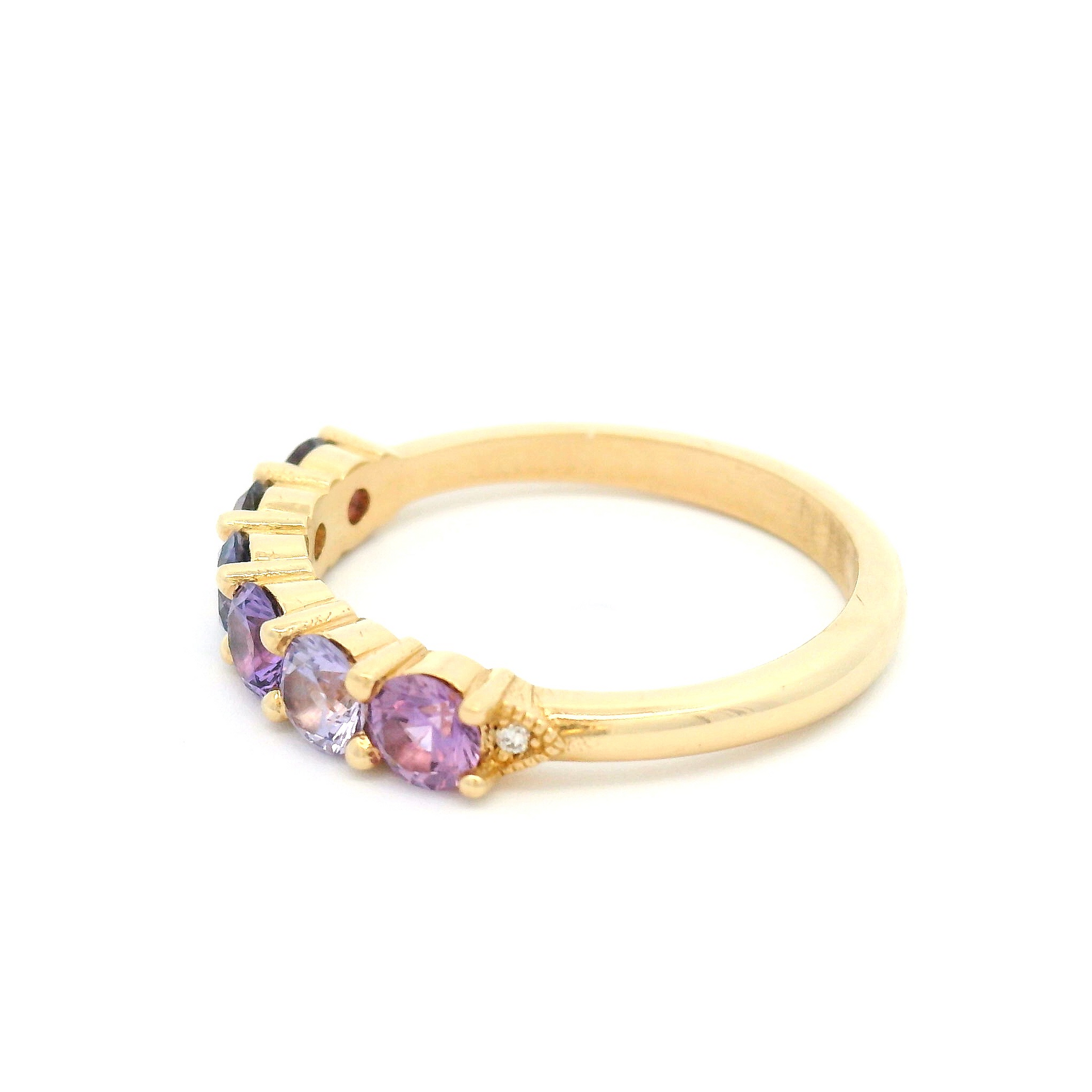 14k Yellow Ring with 1.32cts Purple Sapphires and Accent Diamonds