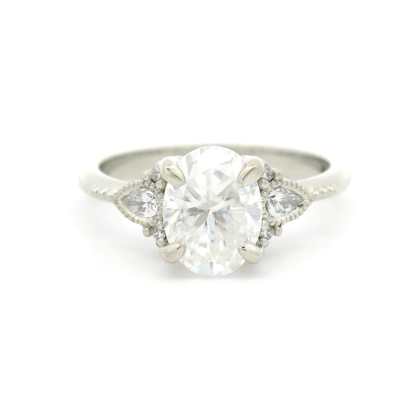 10k White Engagement Ring with 1.5ct Moissanite and Accent Lab Diamonds