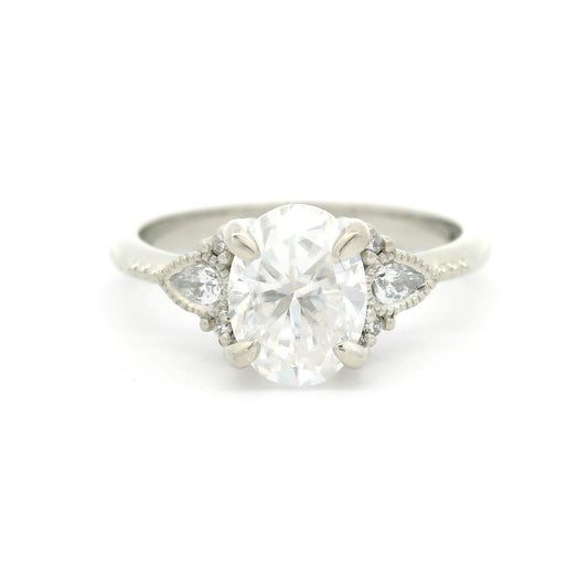 10k White Engagement Ring with 1.5ct Moissanite and Accent Lab Diamonds