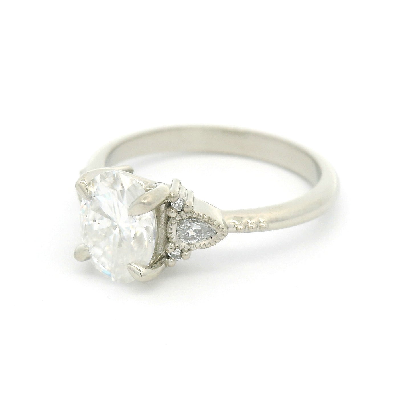 10k White Engagement Ring with 1.5ct Moissanite and Accent Lab Diamonds