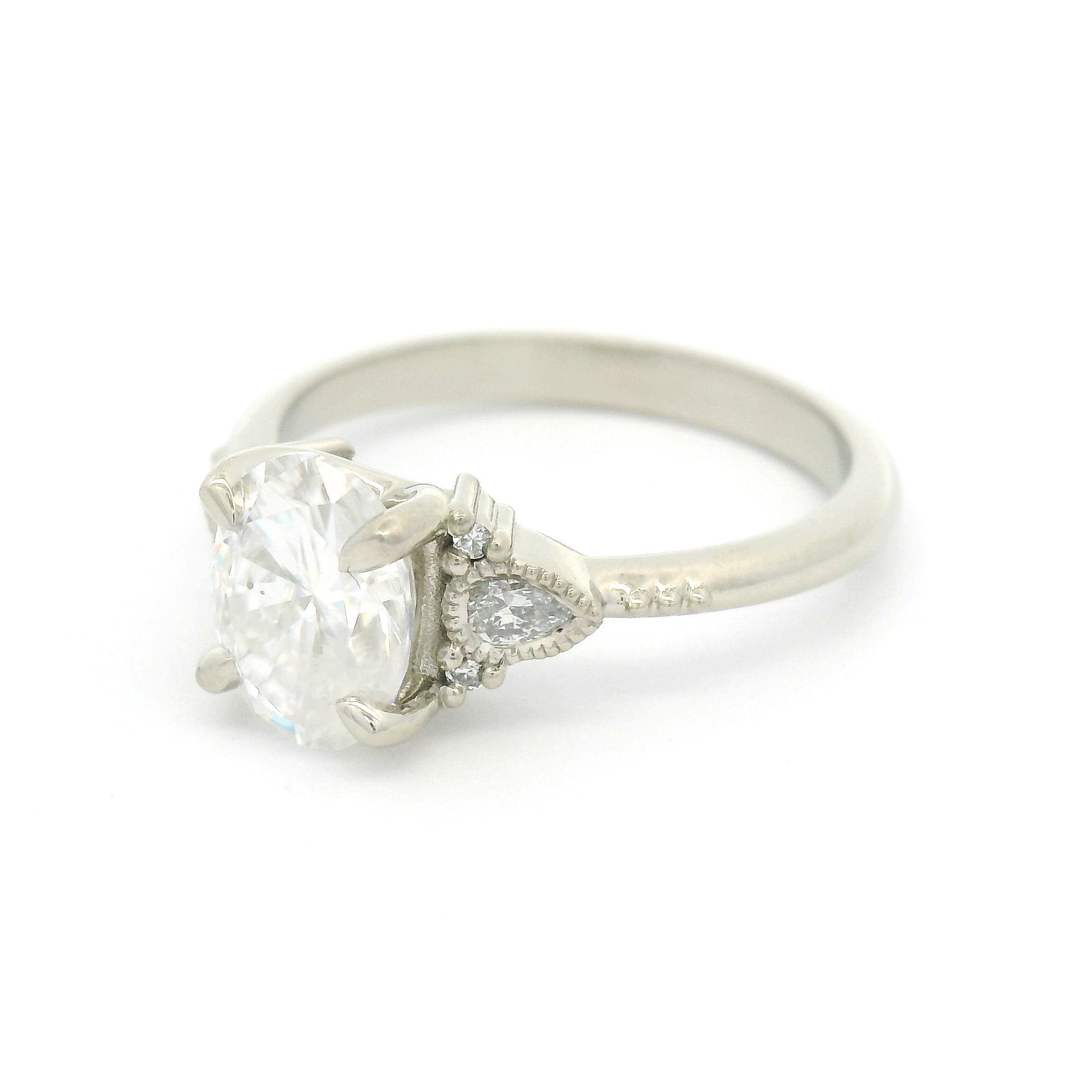 10k White Engagement Ring with 1.5ct Moissanite and Accent Lab Diamonds