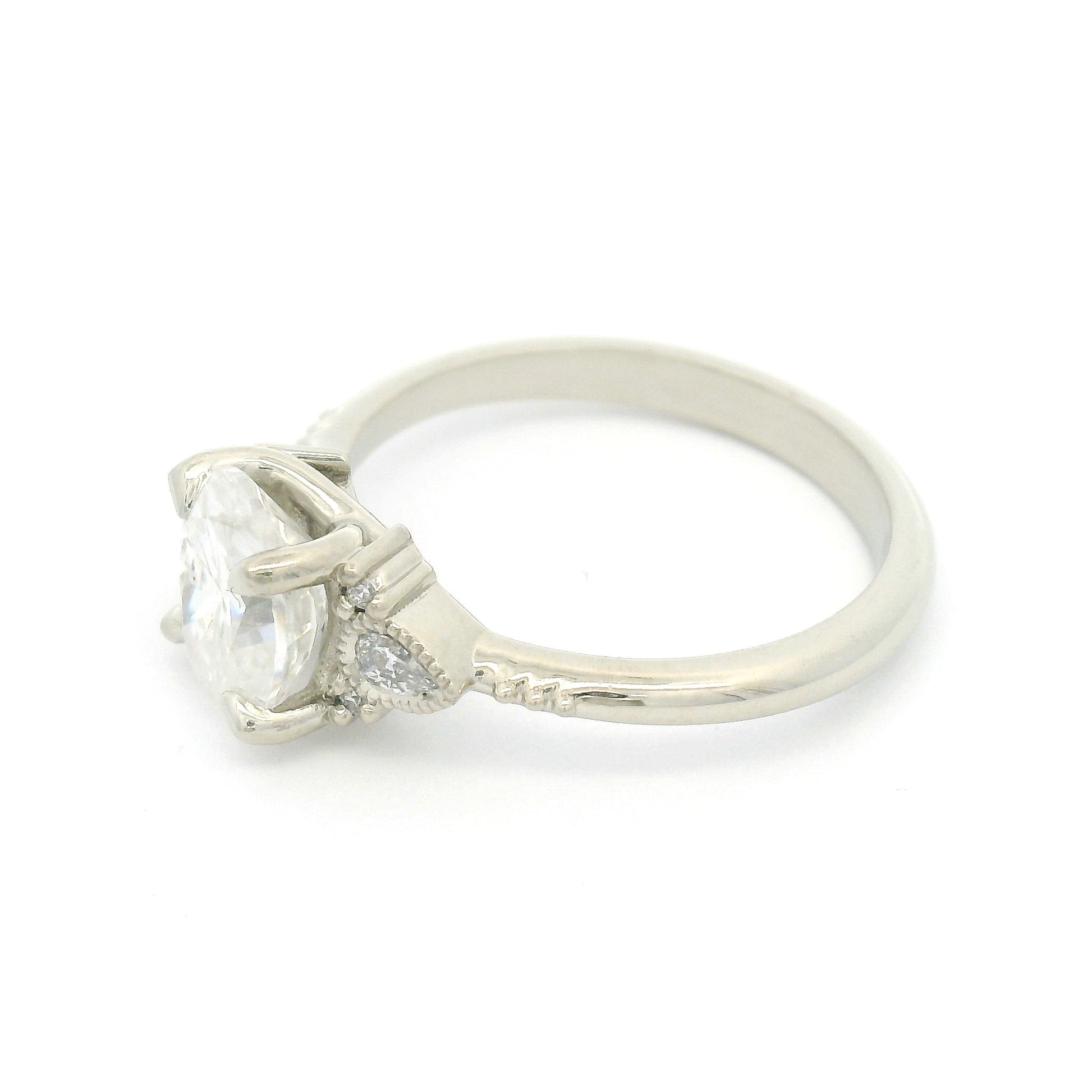10k White Engagement Ring with 1.5ct Moissanite and Accent Lab Diamonds