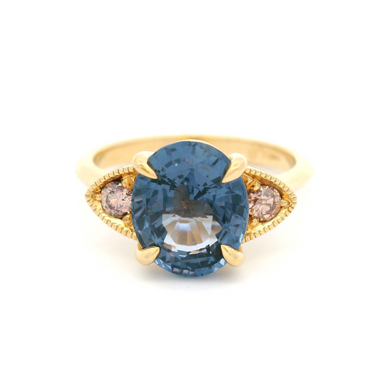 14k Yellow Engagement Ring with 3.10ct Violet Spinel and Accent Pink Diamonds