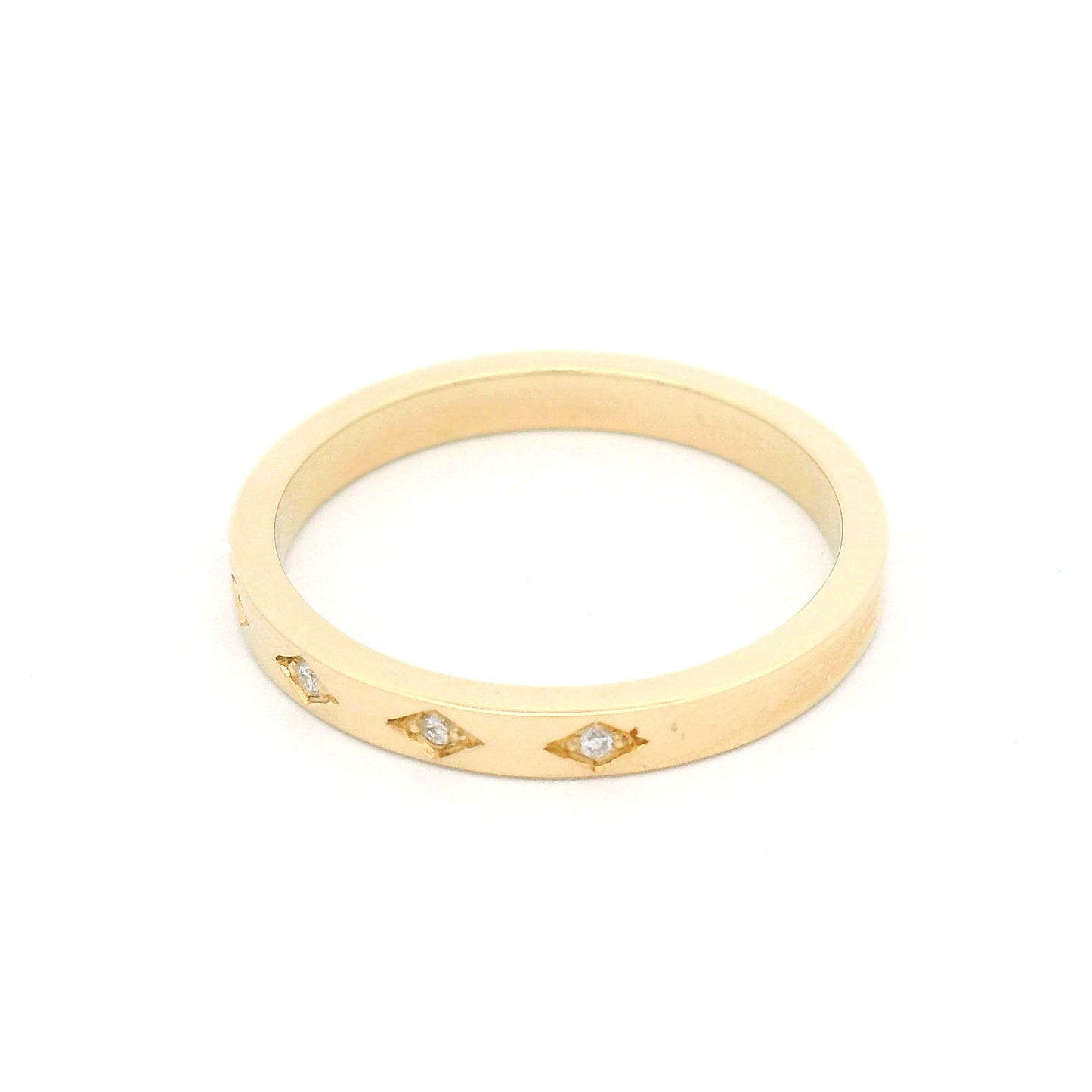 14k Yellow 2.3mm Wide Band with 5 Bead-Set Lab-Grown Diamonds