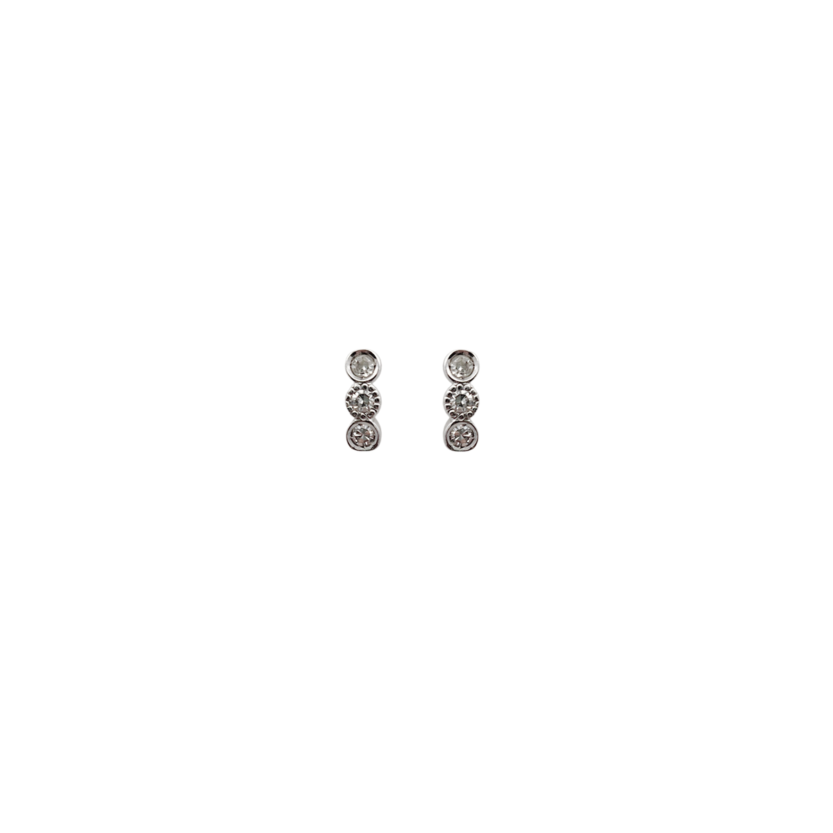 14k White Gold Tiny Antique Diamond Stud Earrings