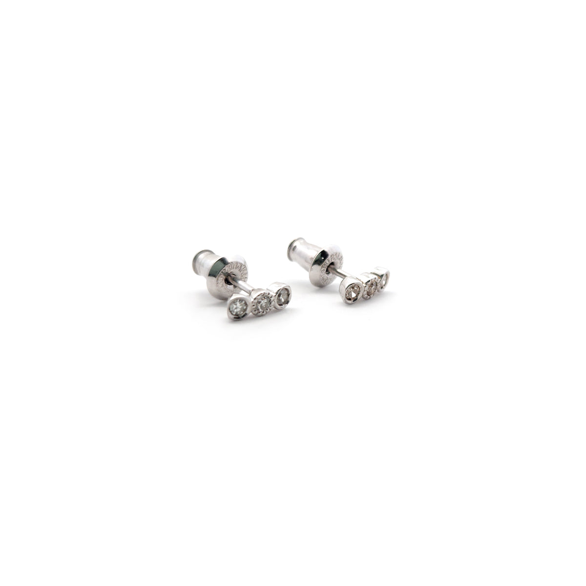 14k White Gold Tiny Antique Diamond Stud Earrings