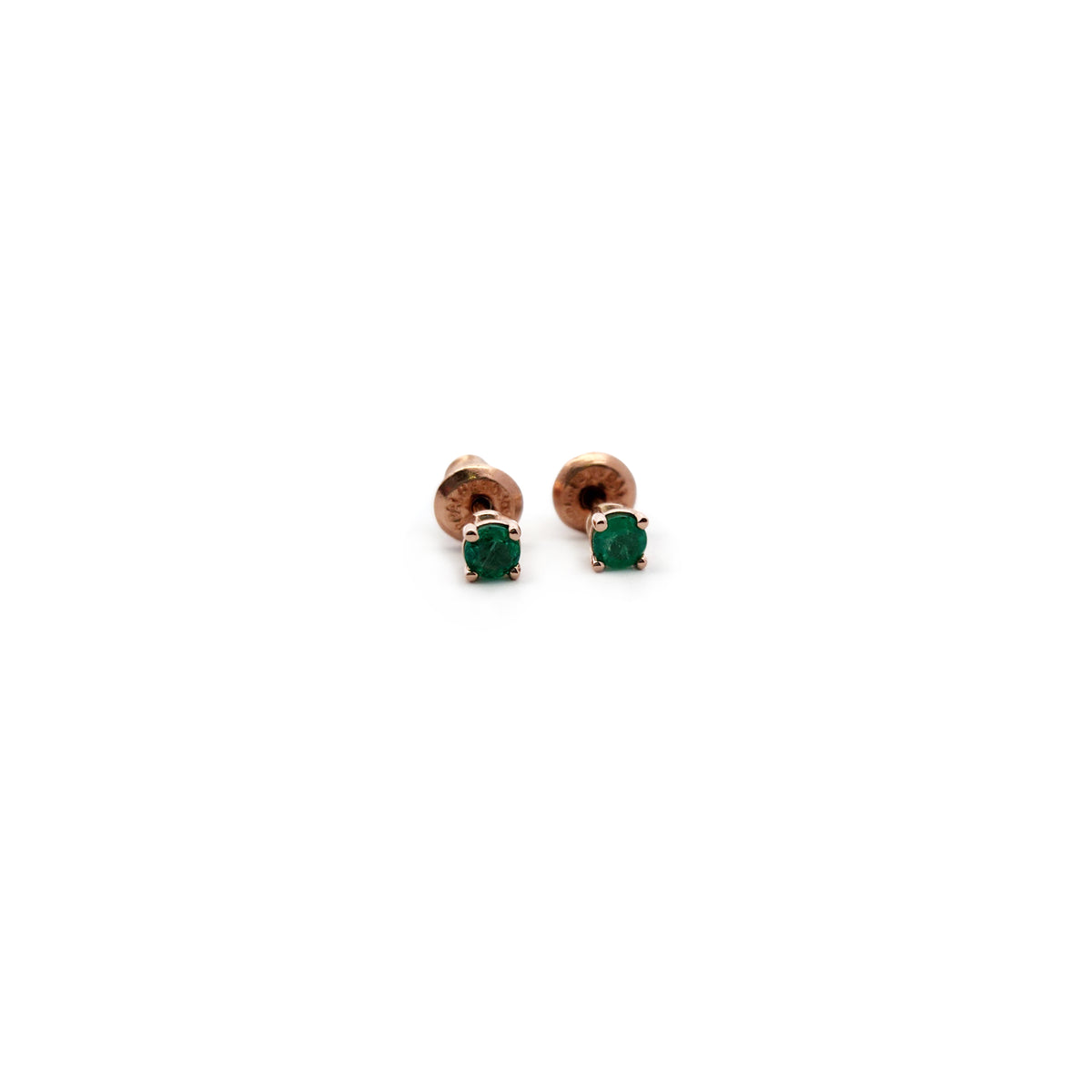 14k Rose Gold Emerald Stud Earrings
