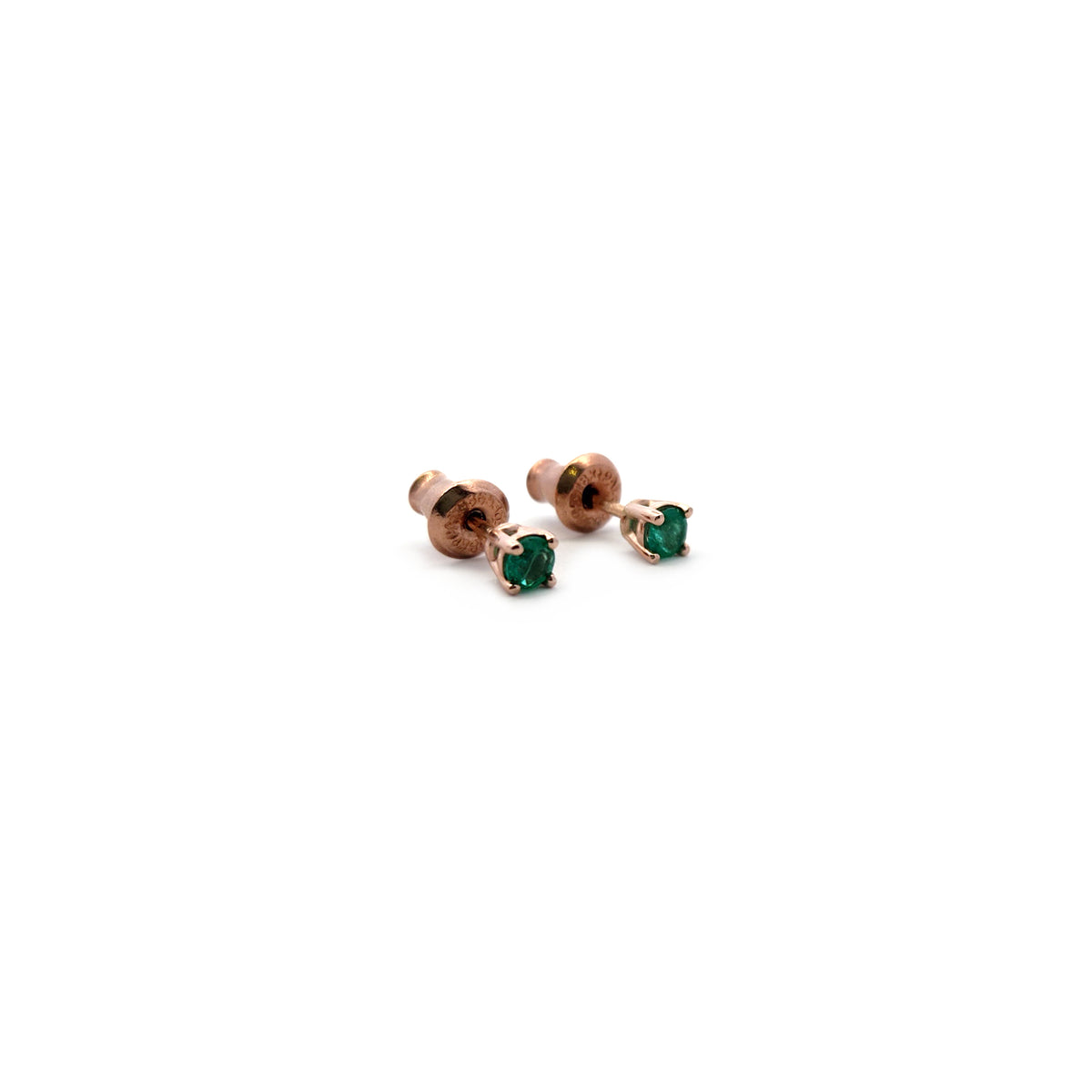 14k Rose Gold Emerald Stud Earrings