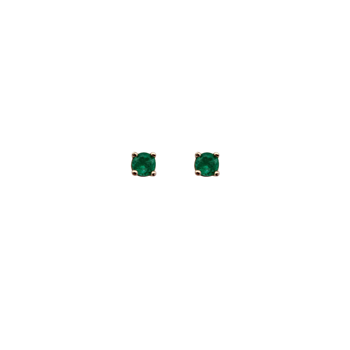 14k Rose Gold Emerald Stud Earrings