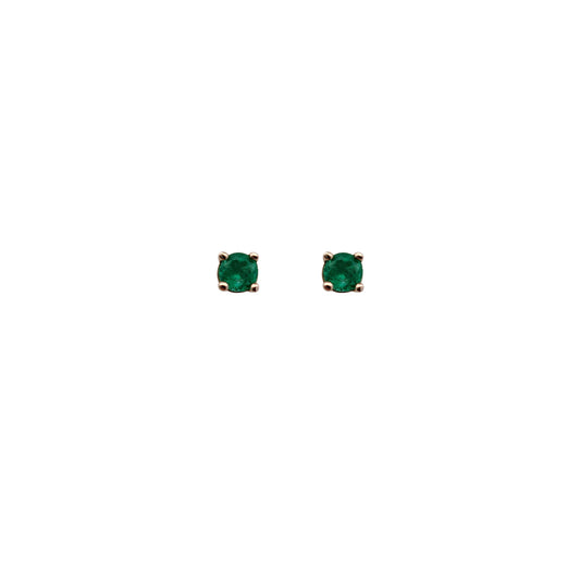 14k Rose Gold Emerald Stud Earrings