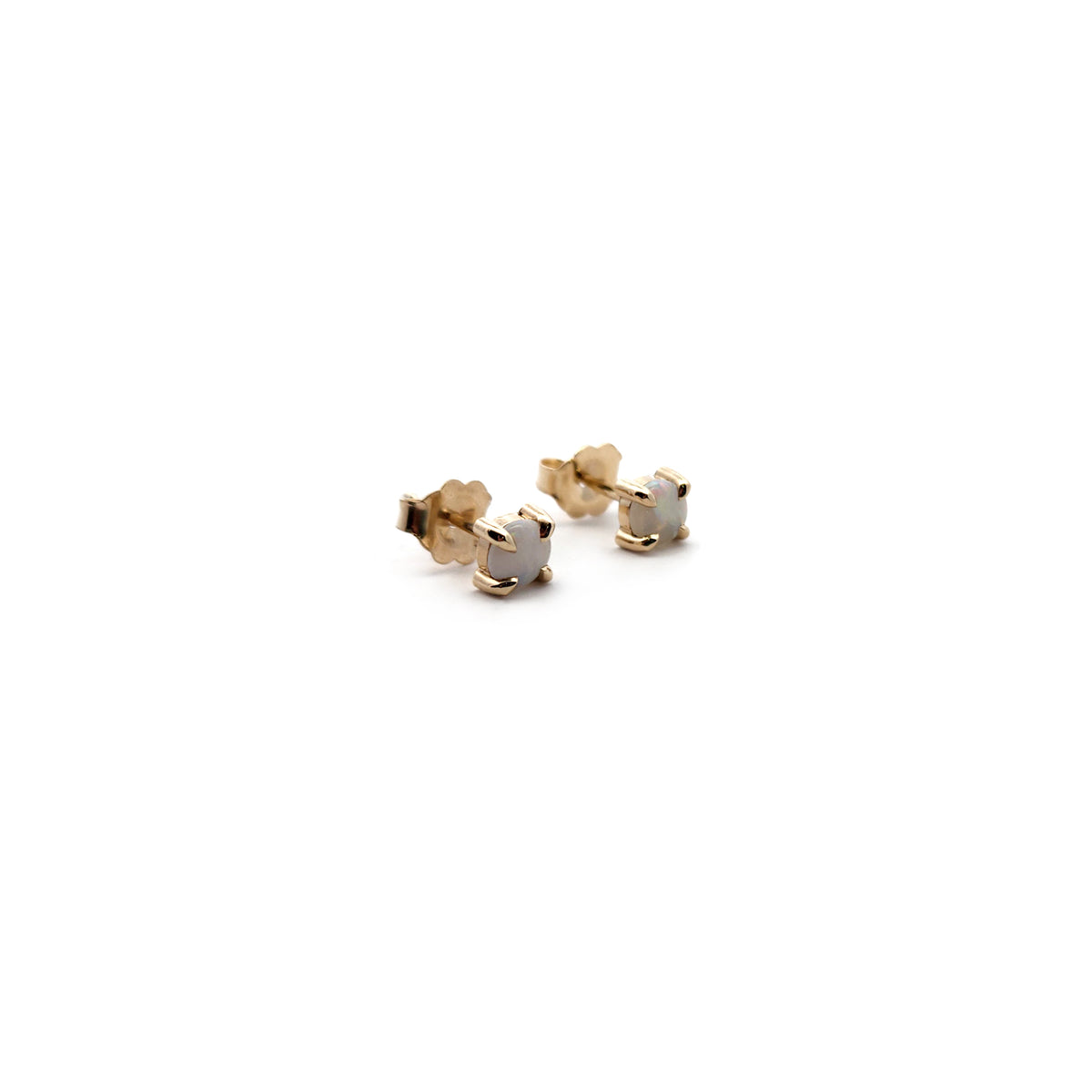 10k Yellow Gold Round Opal Stud Earrings