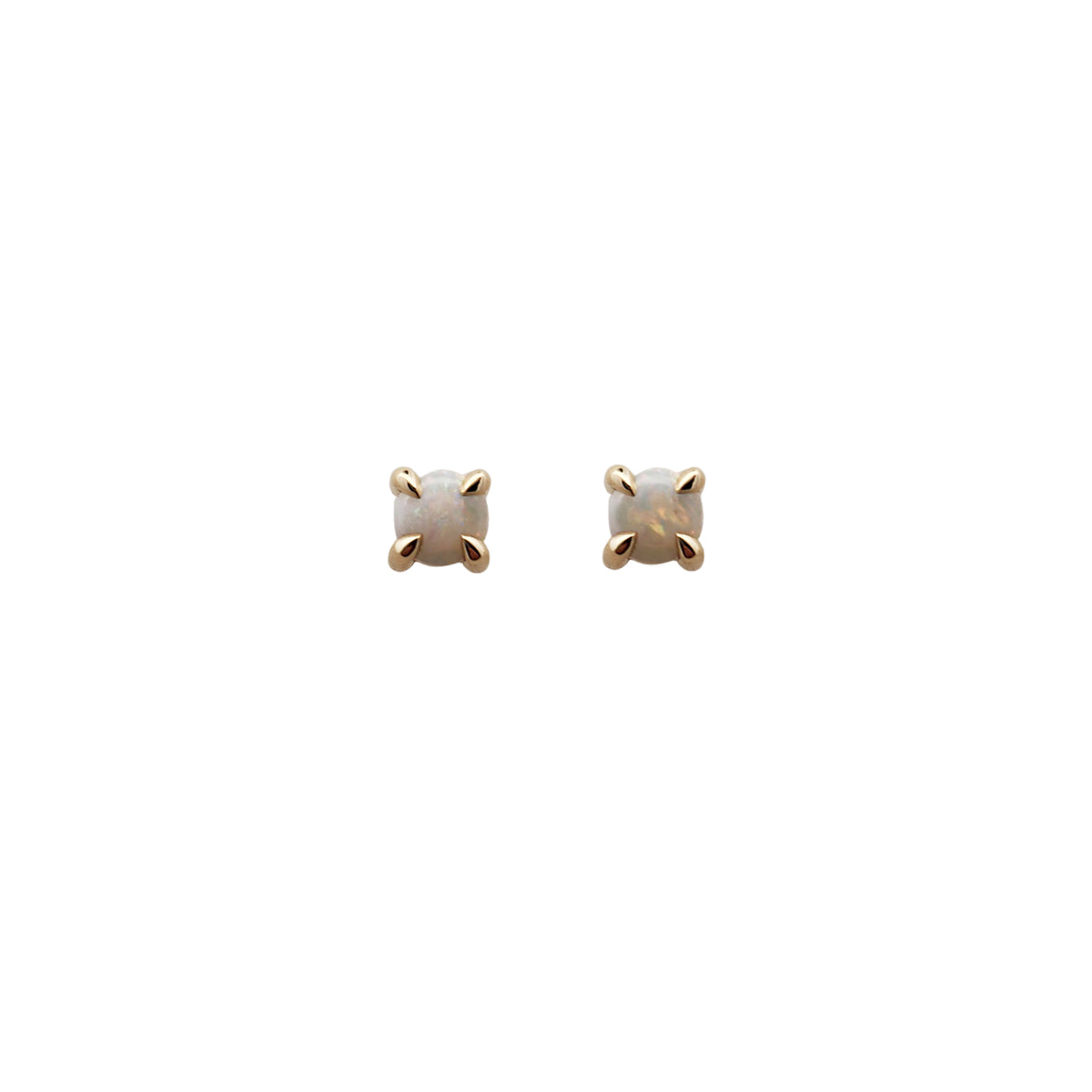10k Yellow Gold Round Opal Stud Earrings
