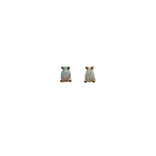 10k Yellow Gold Pear Opal Stud Earrings