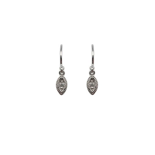 10k White Gold Small Diamond Leaf Drop Earrings