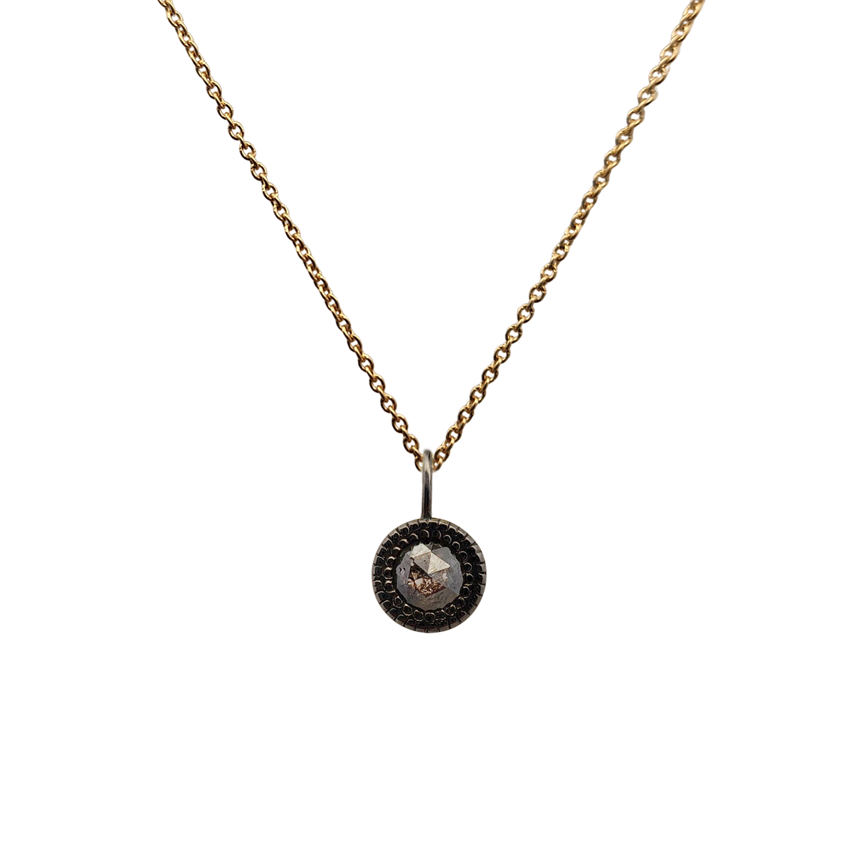 Black Rhodium-Plated 10k Gold Salt & Pepper Diamond Pendant