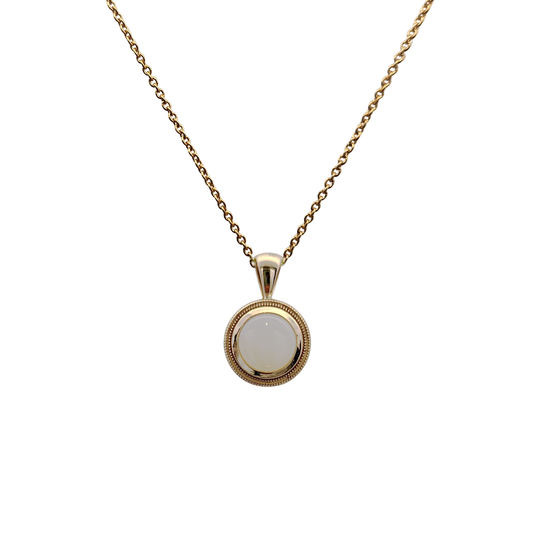 10k Yellow Gold Round Opal Pendant
