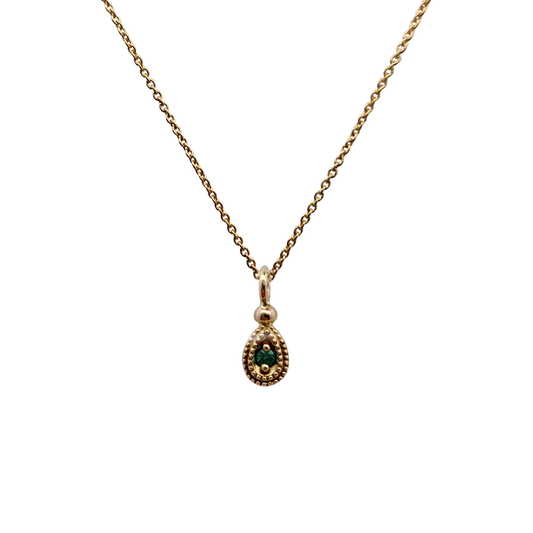10k Yellow Gold Pear & Emerald Pendant
