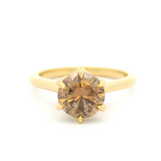 18k Yellow Solitaire with 1.37ct Fancy Intense Brown Lab-Grown Diamond
