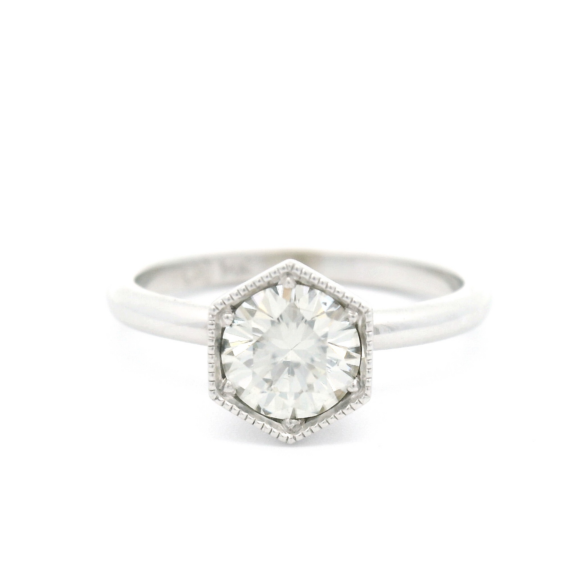 14k White Solitaire with 0.54ct Round Moissanite