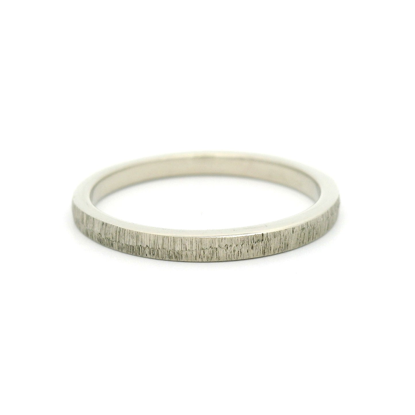 14k White 2mm Wide Engraved Texture Band