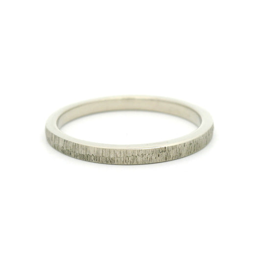 14k White 2mm Wide Engraved Texture Band