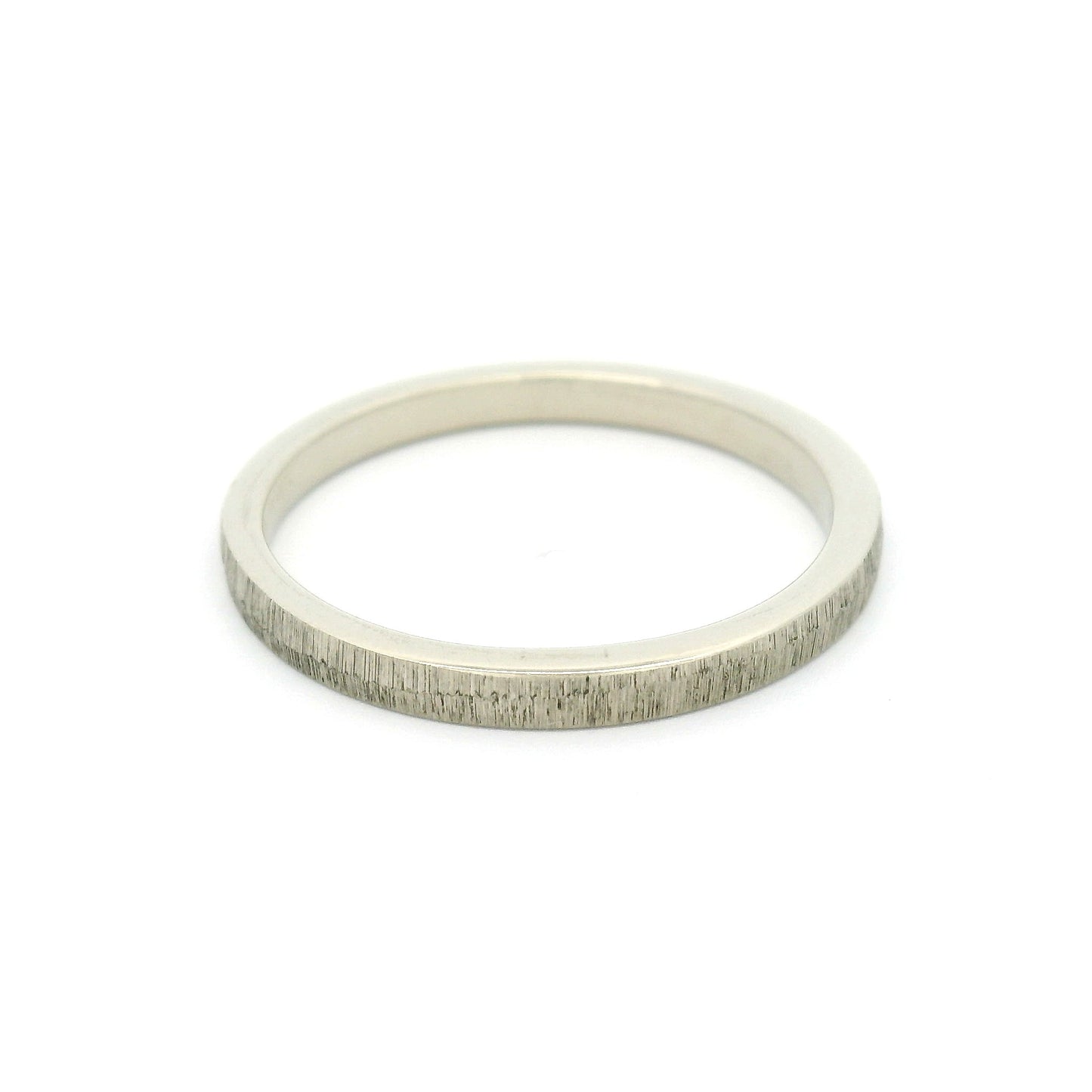 14k White 2mm Wide Engraved Texture Band