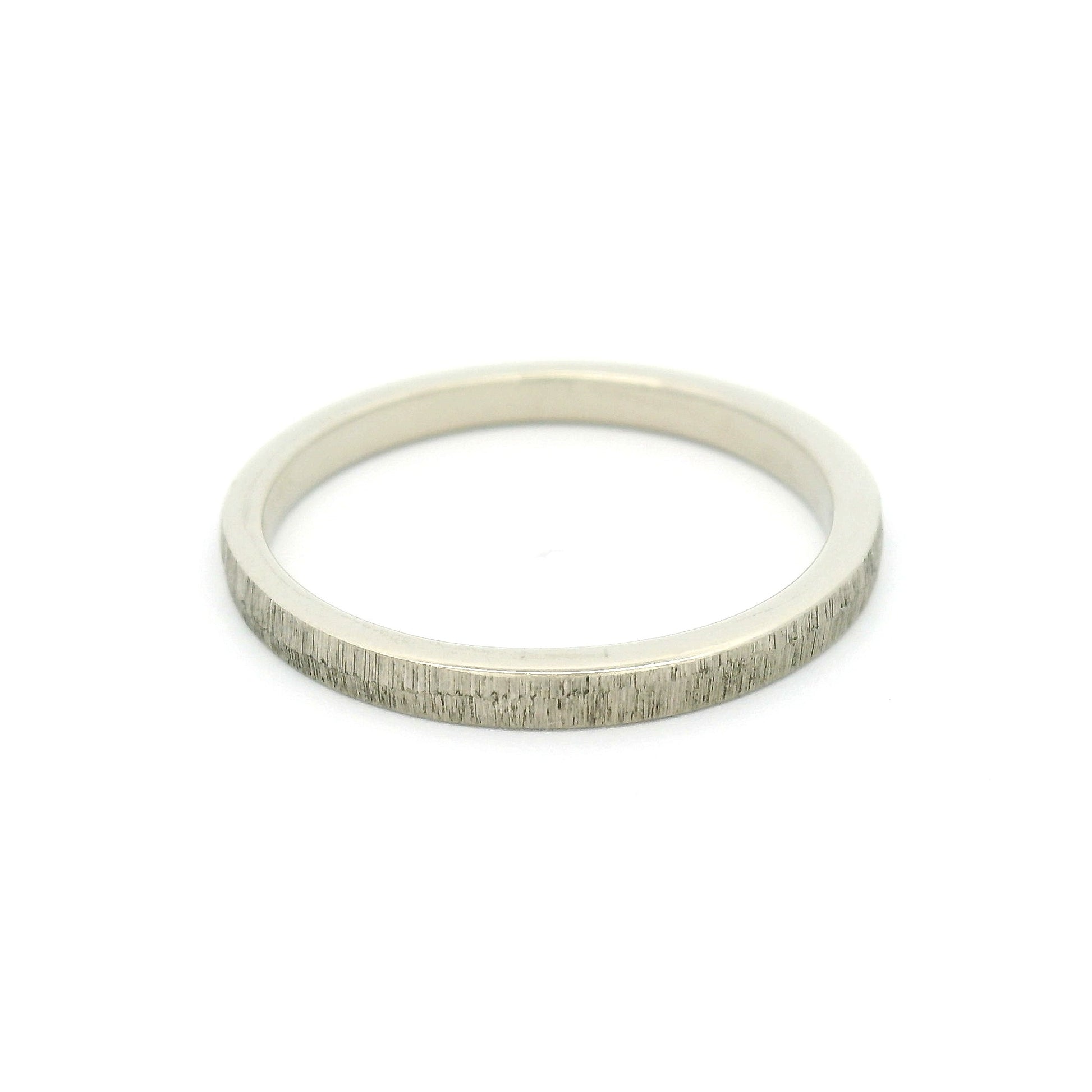 14k White 2mm Wide Engraved Texture Band