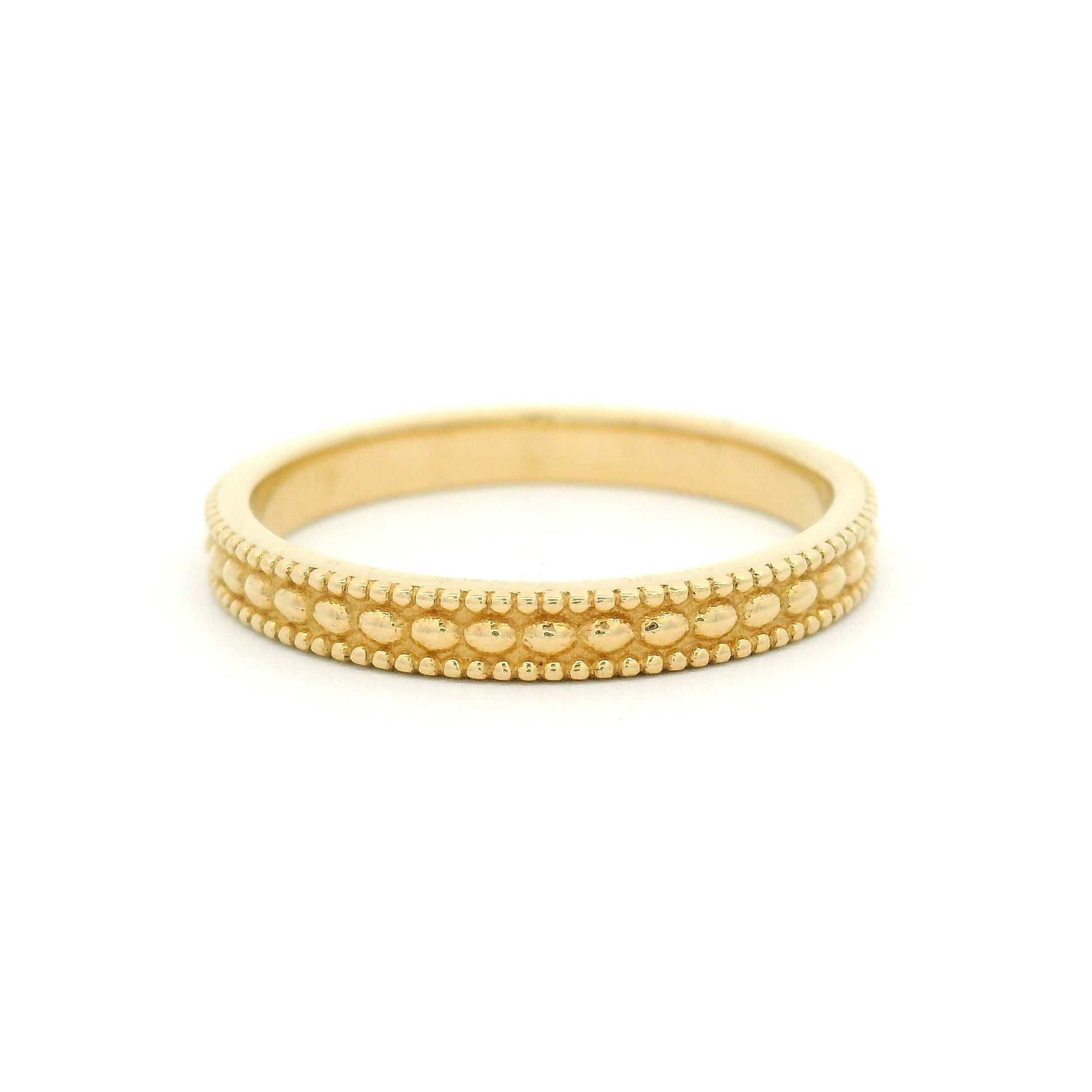 14k Yellow 2.5mm Wide Triple Milgrain Band