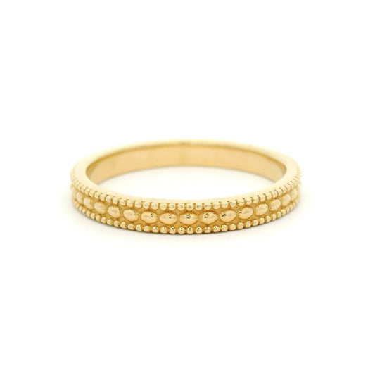 14k Yellow 2.5mm Wide Triple Milgrain Band