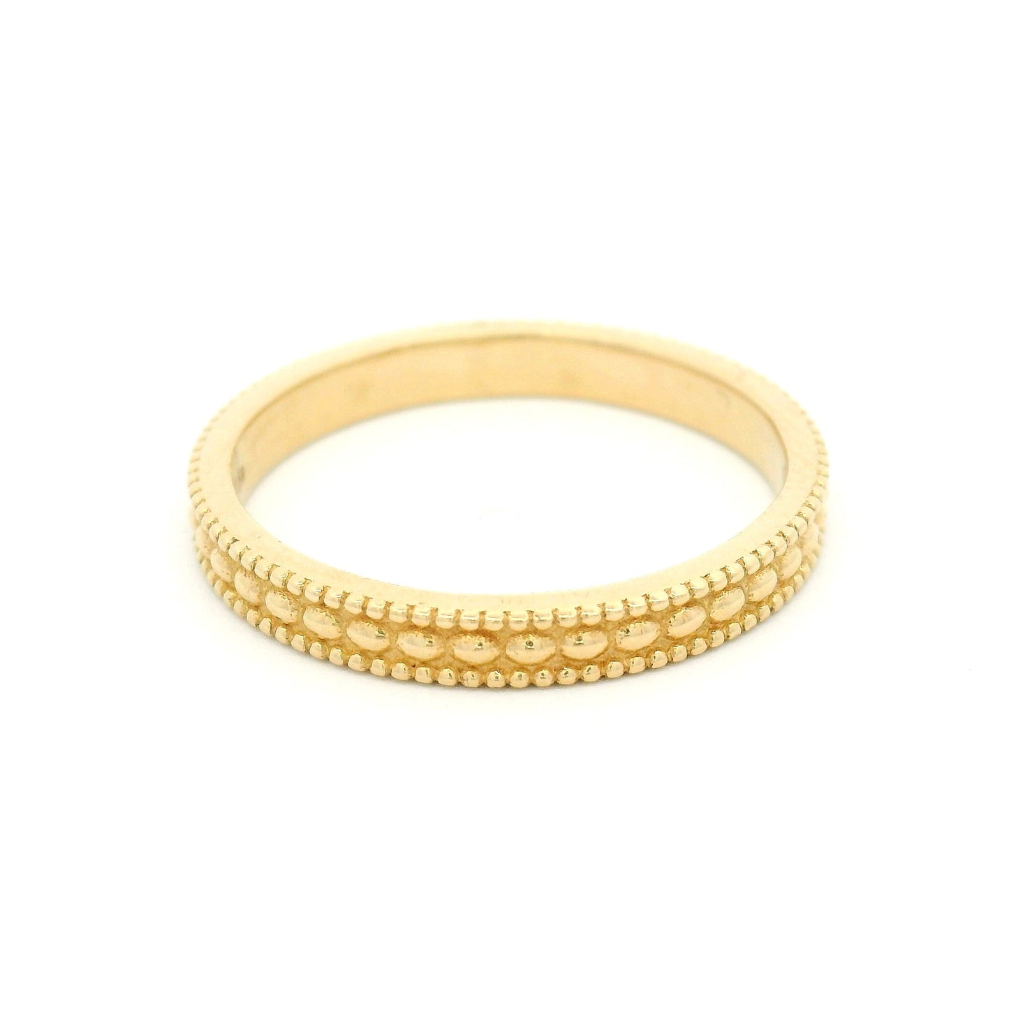 14k Yellow 2.5mm Wide Triple Milgrain Band