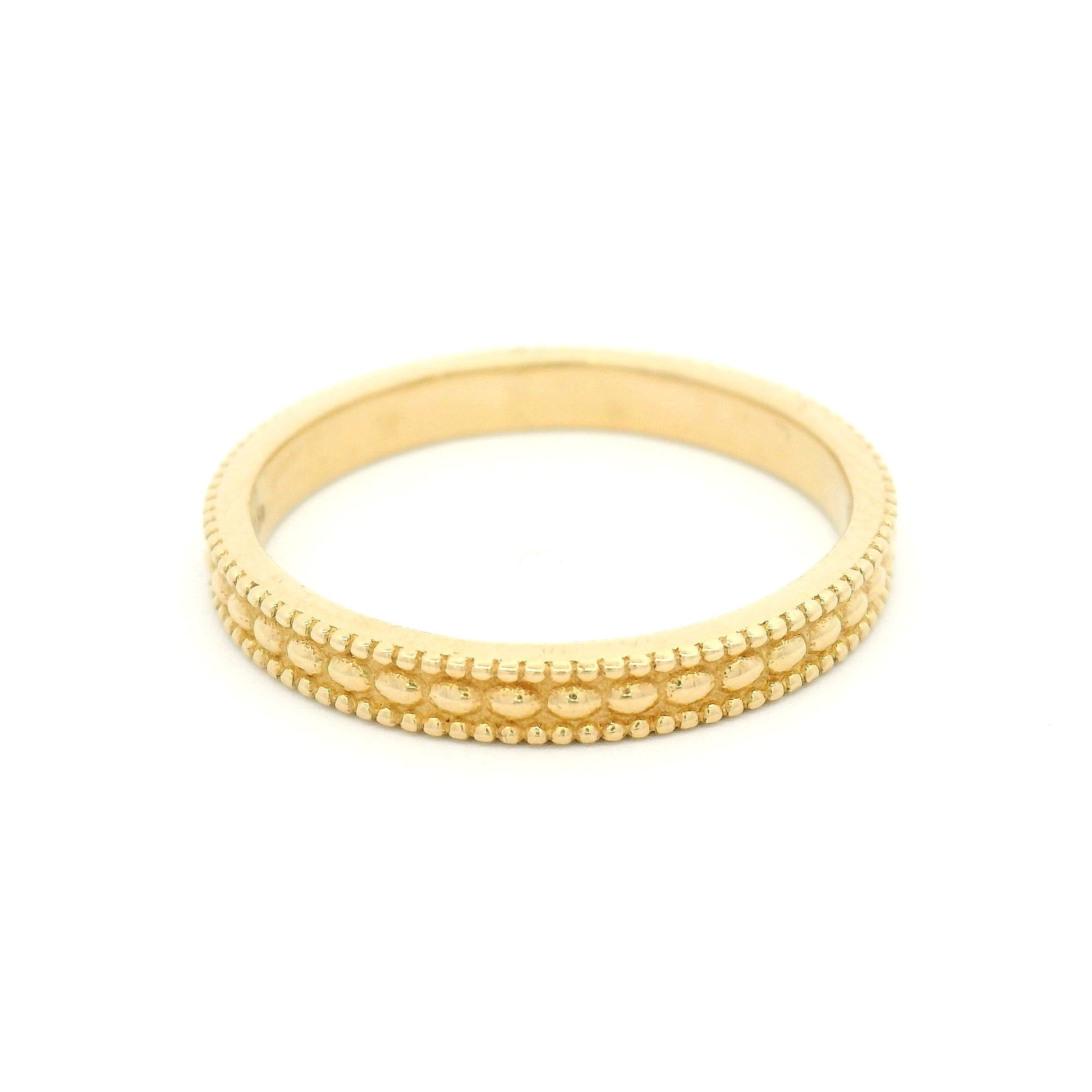 14k Yellow 2.5mm Wide Triple Milgrain Band