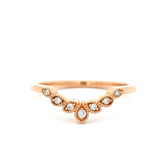 14K Rose Contour Band with 7 Accent Diamonds