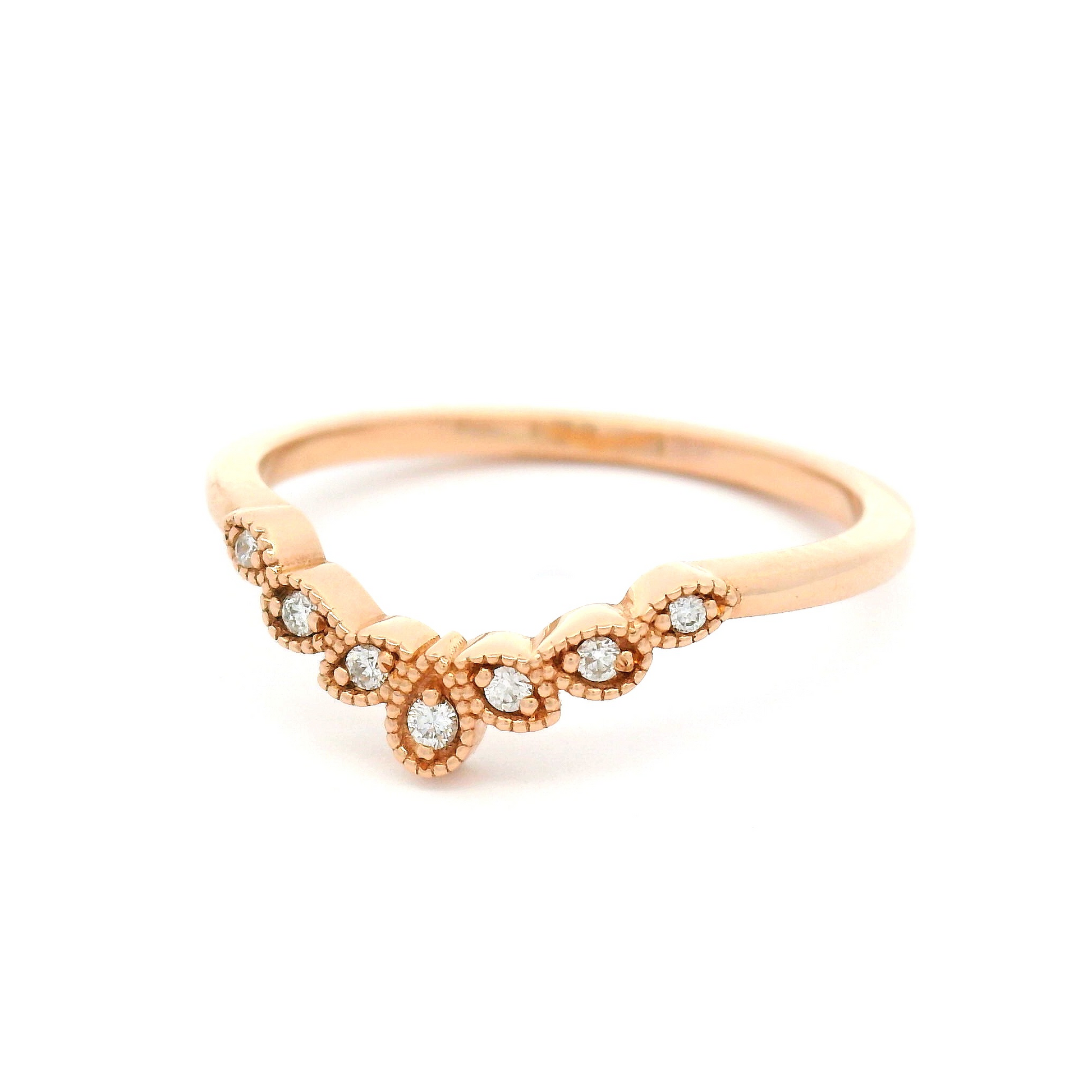 14K Rose Contour Band with 7 Accent Diamonds