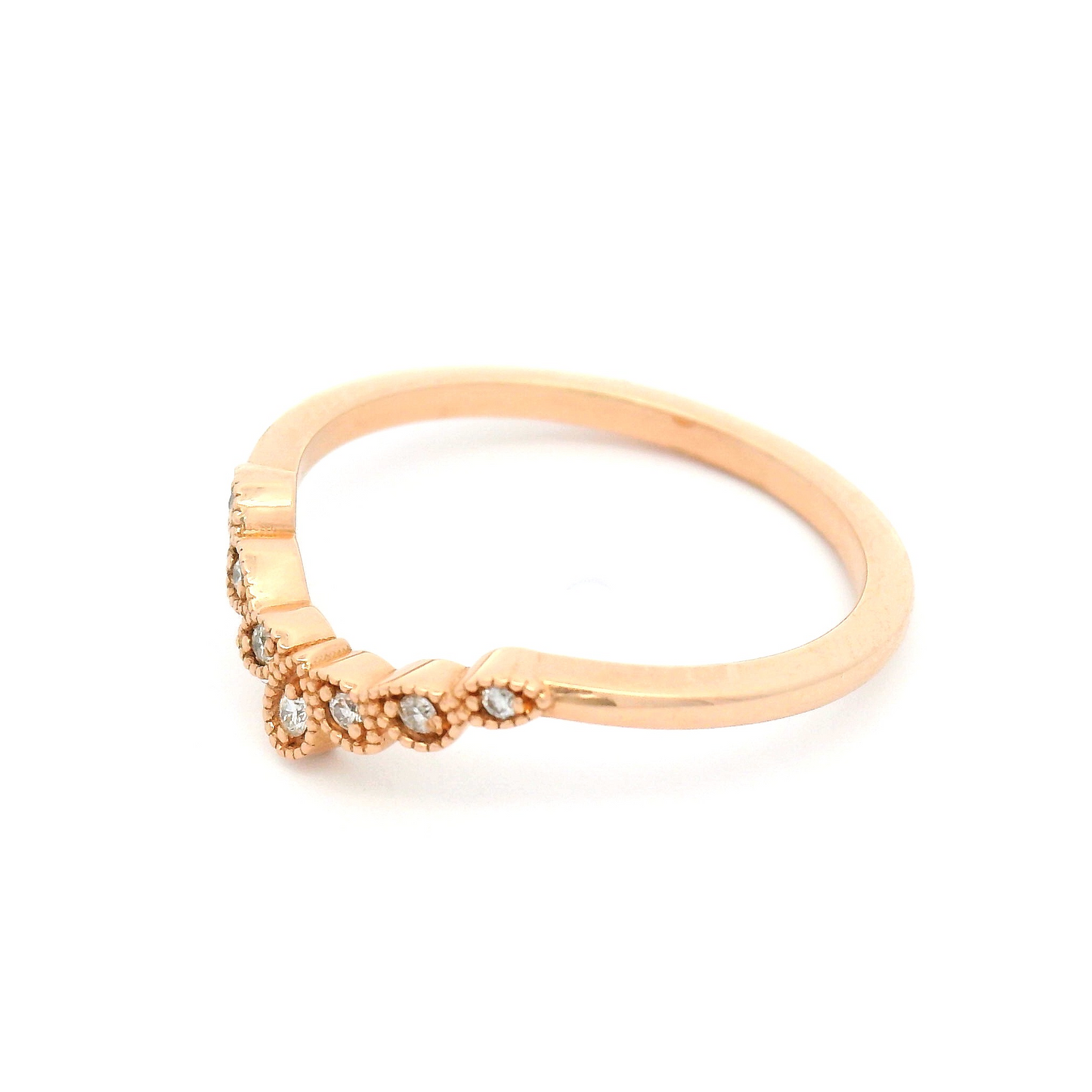 14K Rose Contour Band with 7 Accent Diamonds