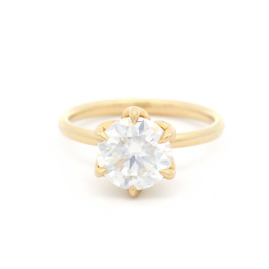 14k Yellow Six Claw Solitaire with 1.58ct Moissanite