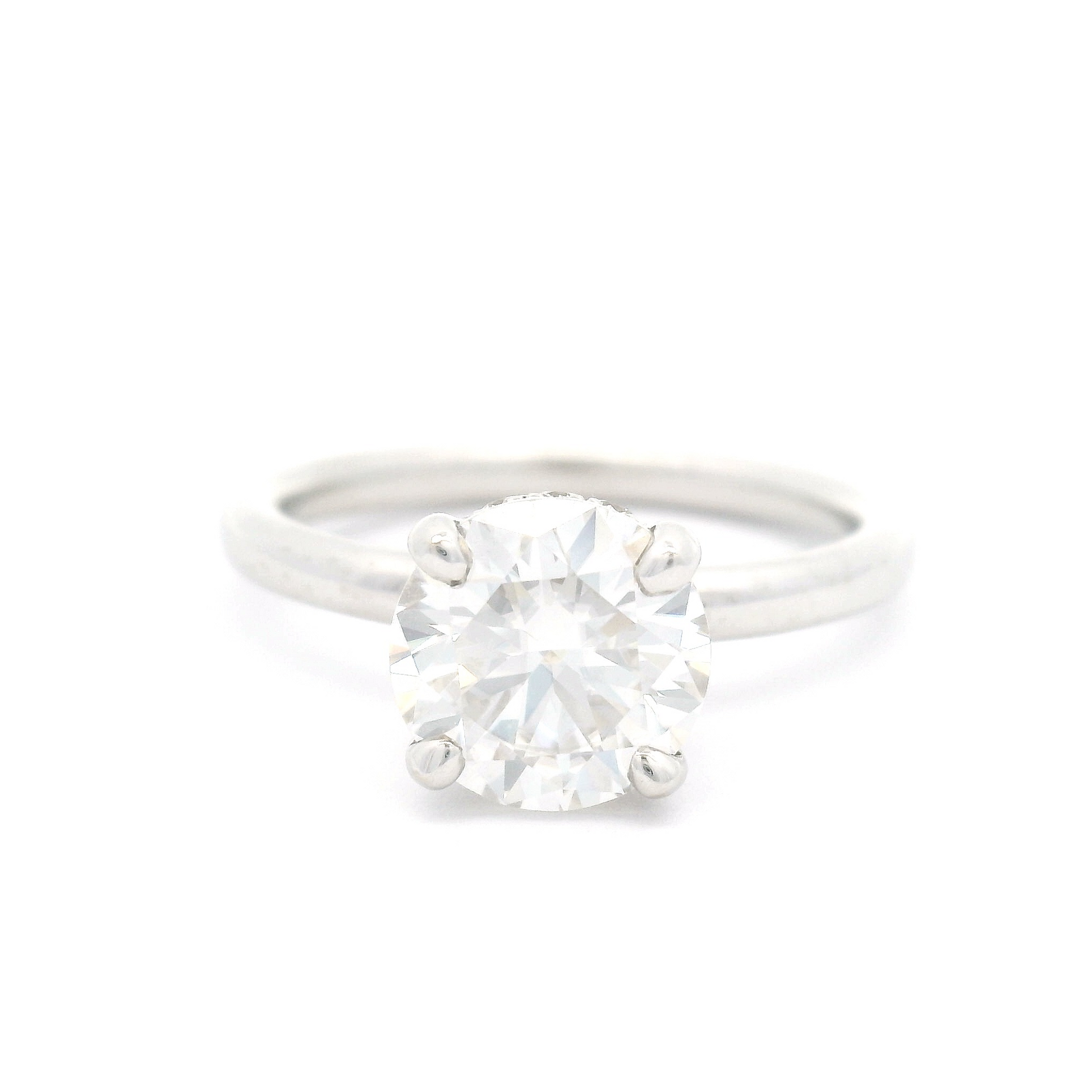 14k White Solitaire with 1.87ct Moissanite and Diamond Accent Hidden Halo
