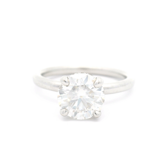 14k White Solitaire with 1.87ct Moissanite and Diamond Accent Hidden Halo
