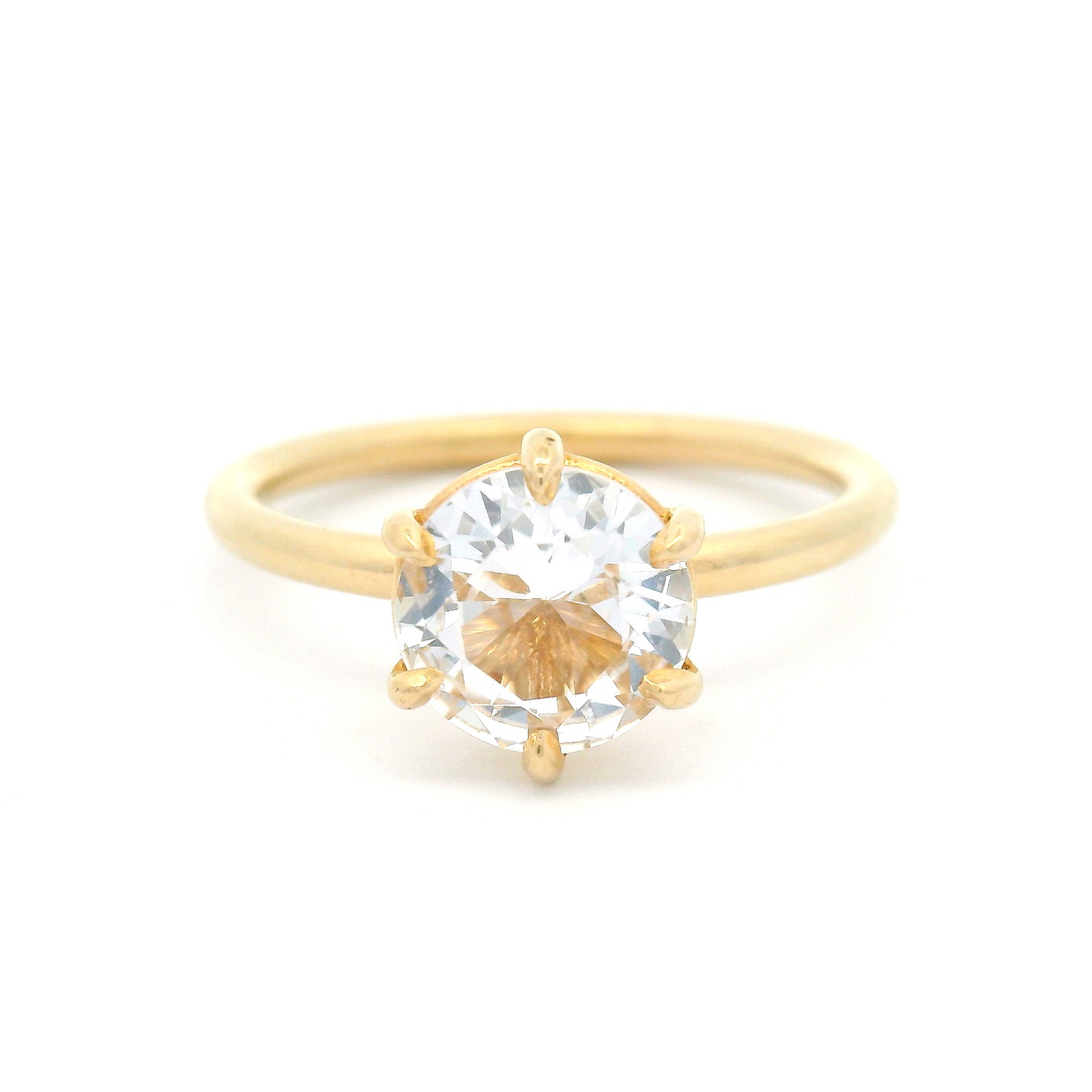 14k Yellow 6-Claw Solitaire with 1.5ct Lab-Grown White Sapphire