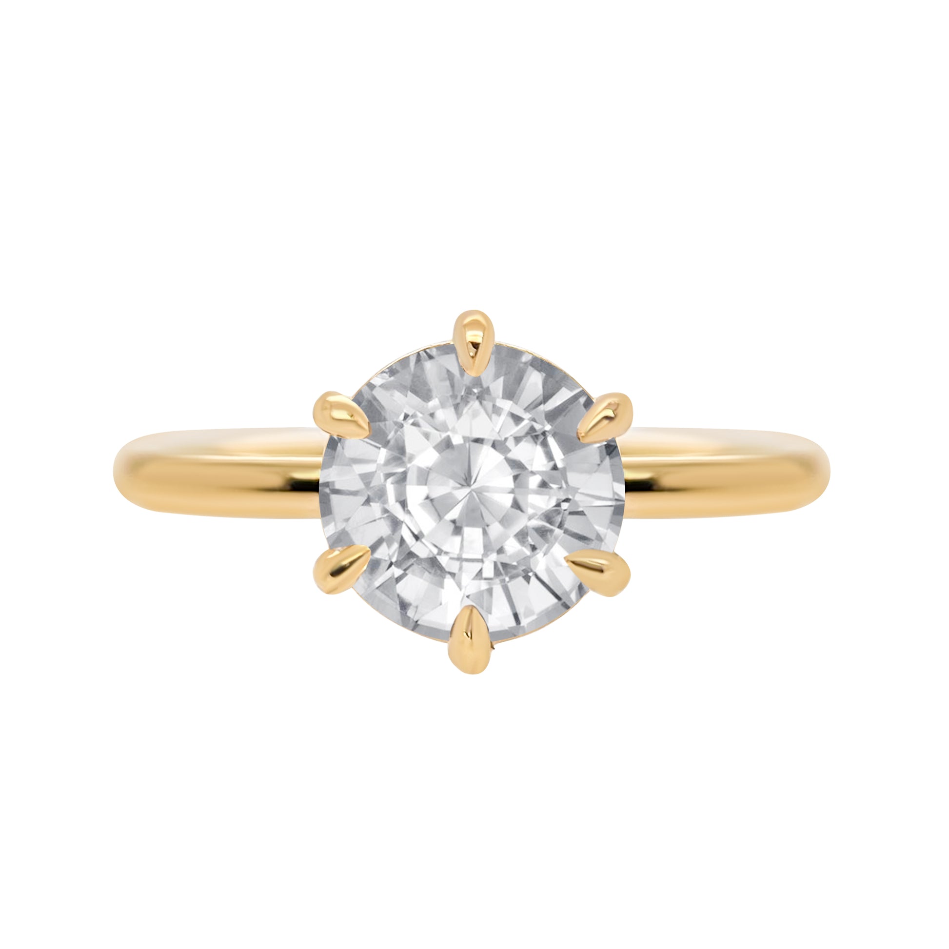 14k Yellow 6-Claw Solitaire with 1.5ct Lab-Grown White Sapphire