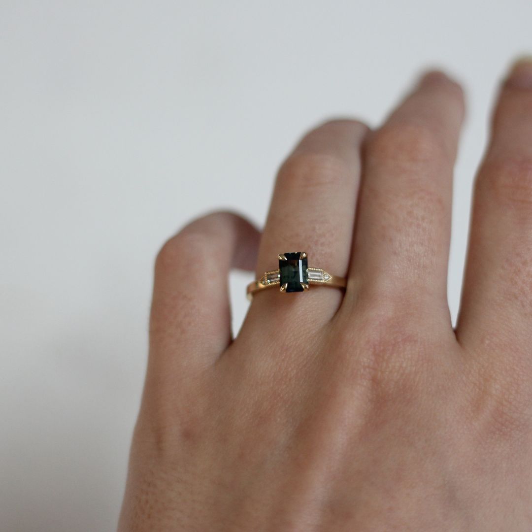 Midori - Teal Sapphire Engagement Ring