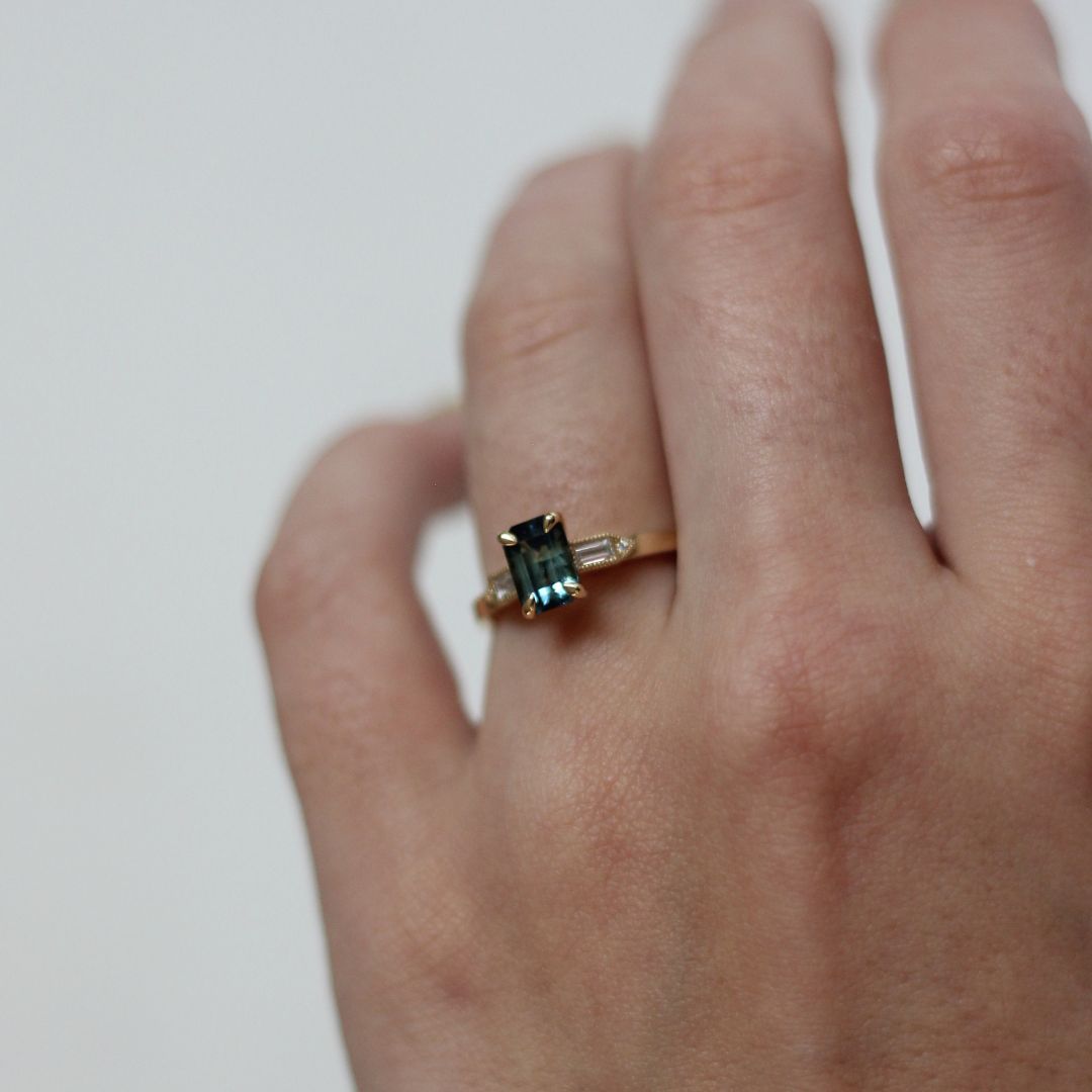 Midori - Teal Sapphire Engagement Ring