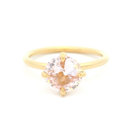 14k Yellow Solitaire with Round 1.55ct Peach Sapphire