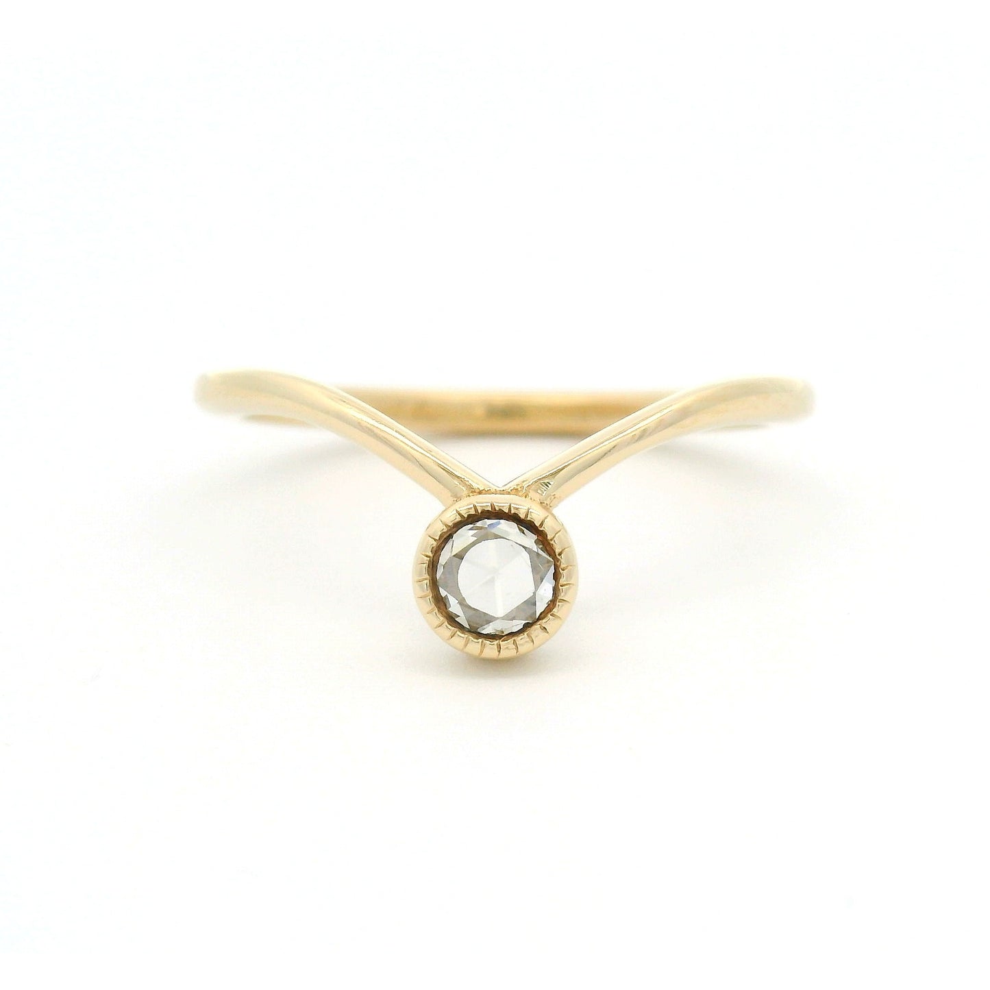 14k Yellow Bezel-Set Solitaire with 0.15ct Natural Round Rose-Cut Diamond