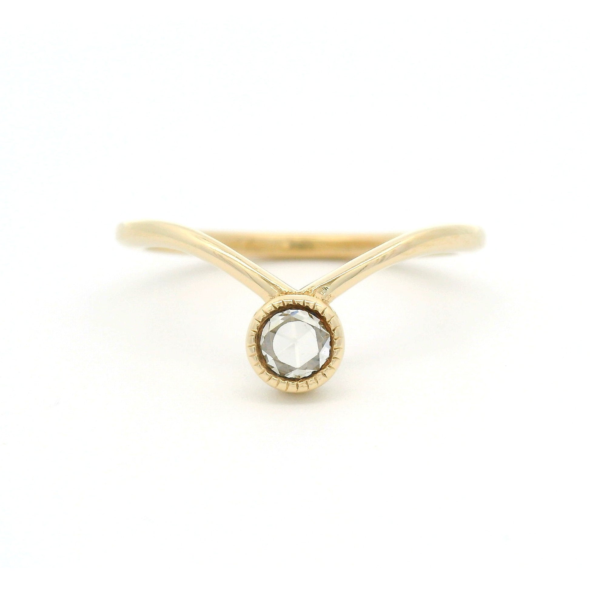 14k Yellow Bezel-Set Solitaire with 0.15ct Natural Round Rose-Cut Diamond